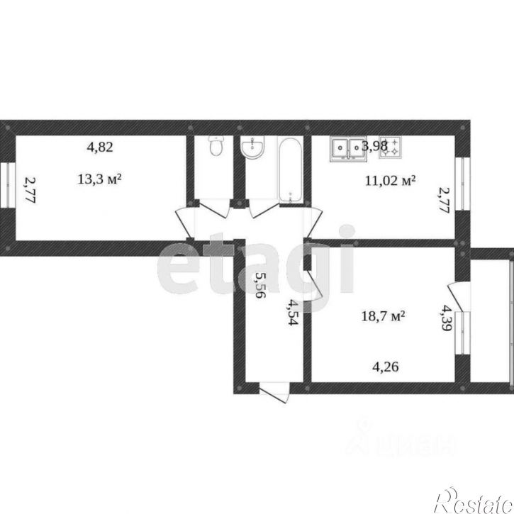 2-комн квартира улица Инструментальщиков, 5,  д. 5