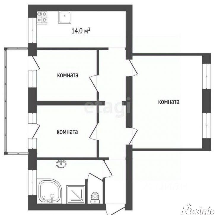 3-комн квартира улица 8 Марта, 197,  д. 197