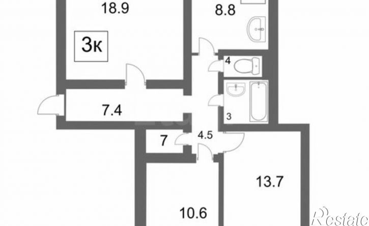 3-комн квартира улица Жуковского, 8,  д. 8