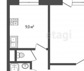 1-комн, 40кв м, этаж 5/5 ул МЖК, 3