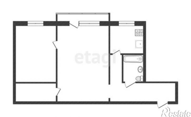 2-комн квартира Молодёжная улица, 34,  д. 34