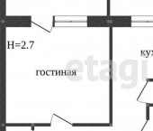 1-комн, 40кв м, этаж 6/9 улица Вернадского, 40