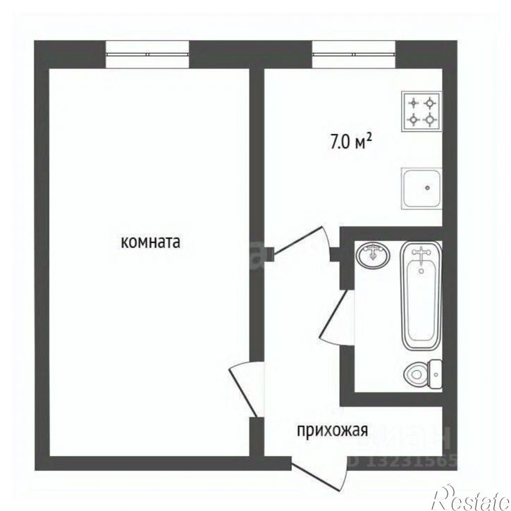 1-комн квартира проспект Октября, 36,  д. 36