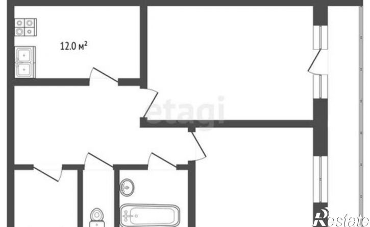 2-комн квартира ул Набережная, 35,  д. 35