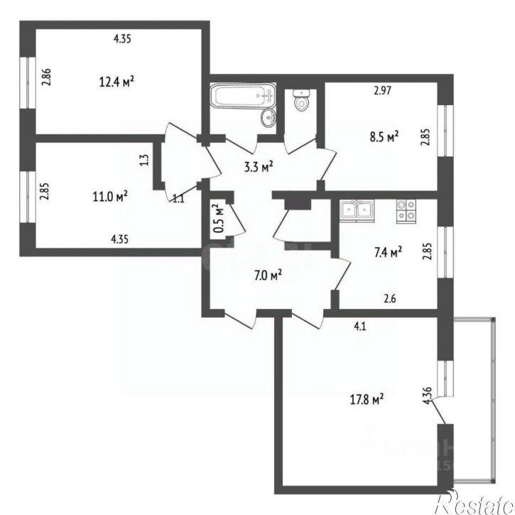 4-комн квартира улица Жуковского, 2,  д. 2