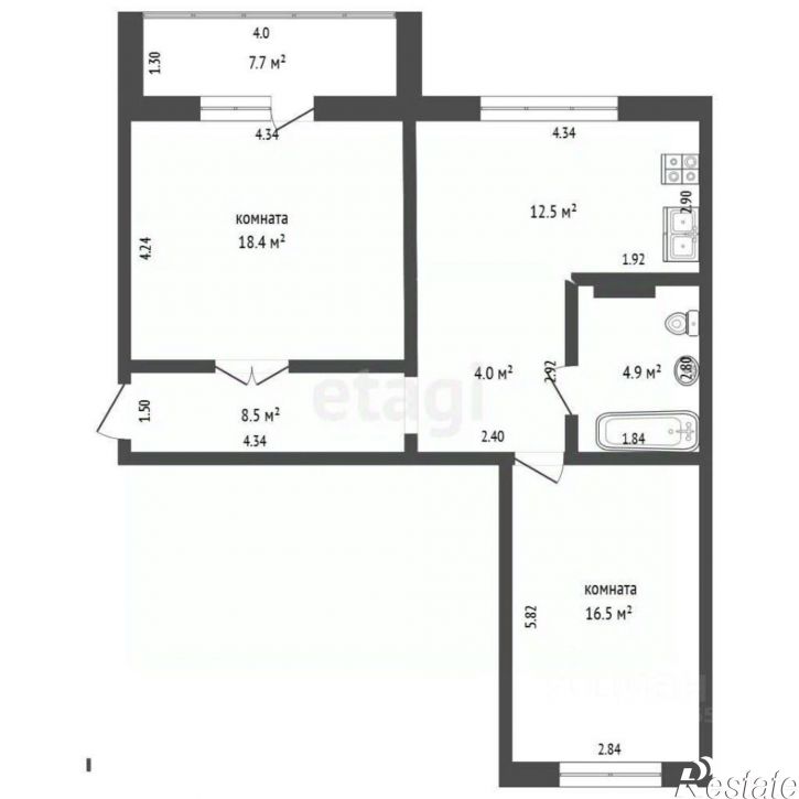 2-комн квартира бульвар Седова, 13,  д. 13