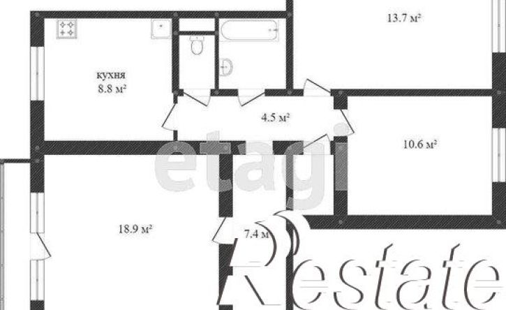 3-комн квартира проспект Октября, 66,  д. 66